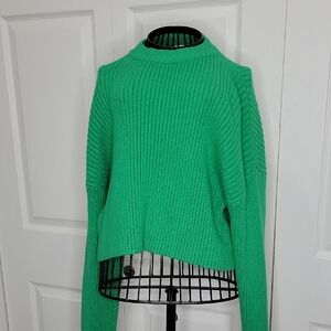 Mimosa Green Ribbed Women's Cropped Sweater Size Small